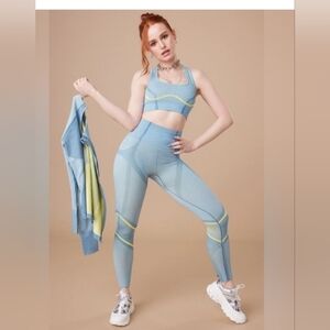 NWT Fabletics Blue and Yellow Leggings Set